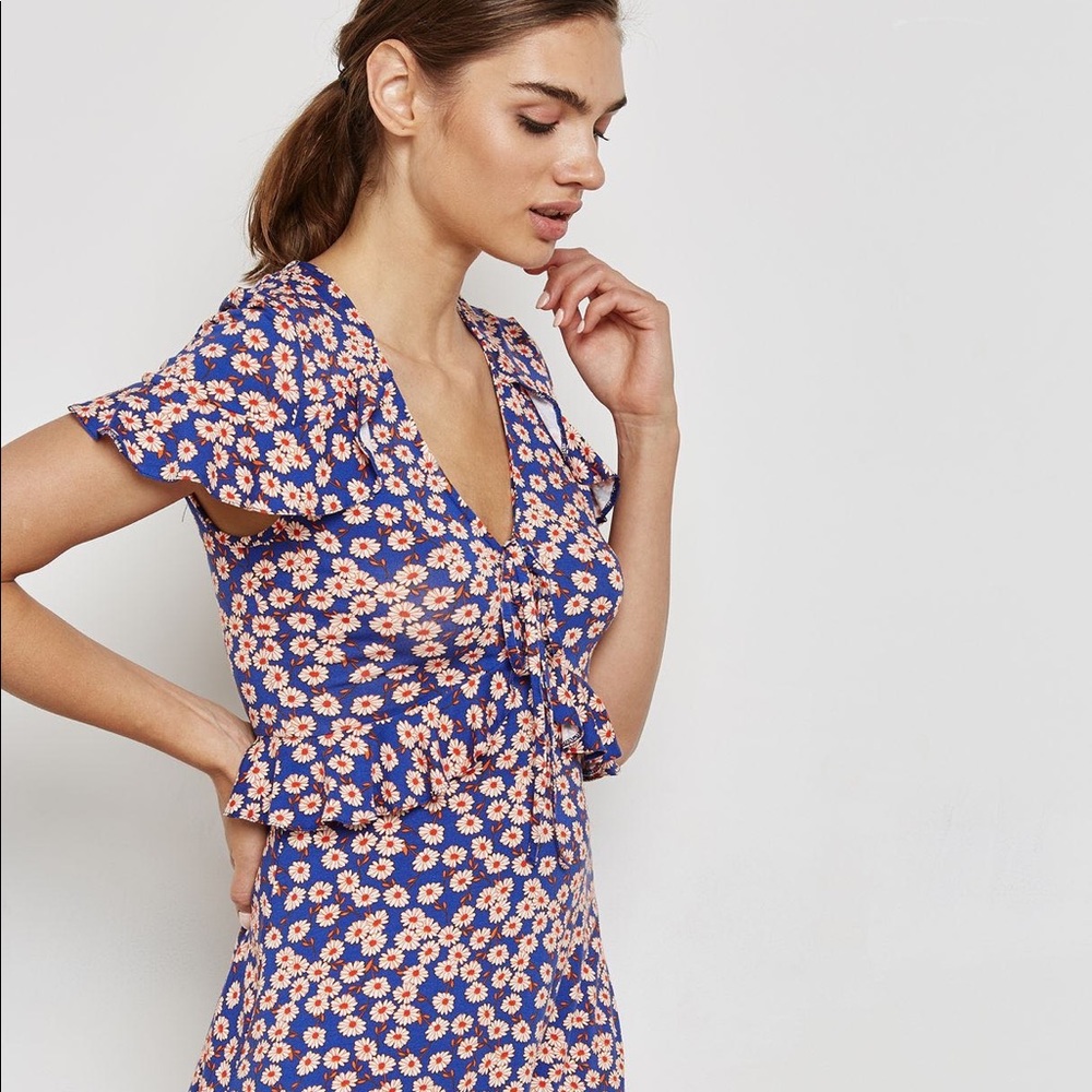 Daisy Print Frill Tea Dress